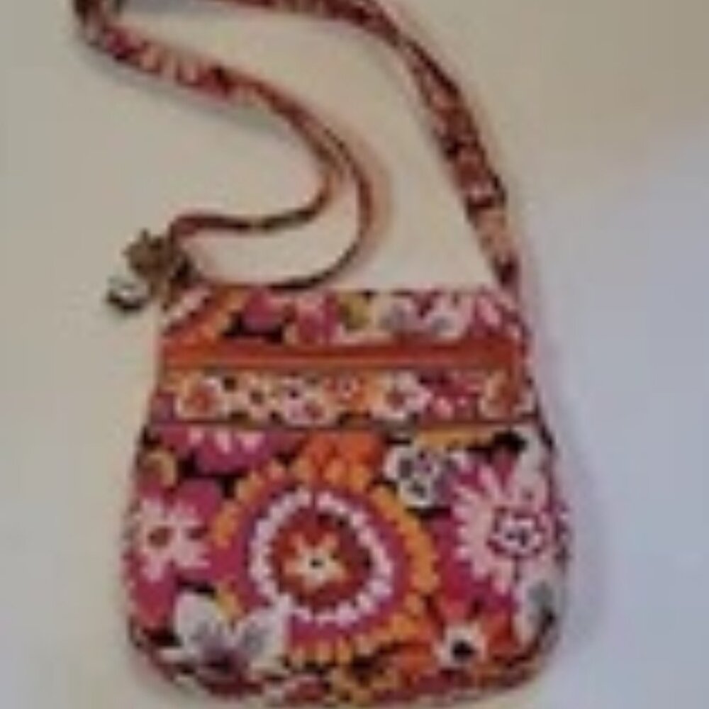 Retired Pixie Blooms Hipster Vera Bradley Floral Crossbody Bag Purse Orange Pink